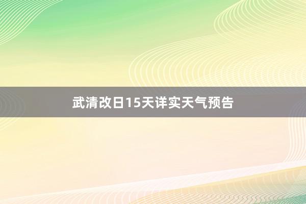 武清改日15天详实天气预告